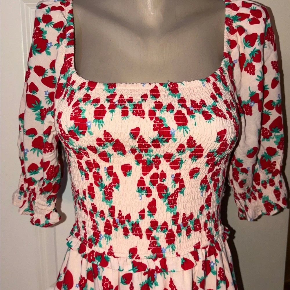 Betsey Johnson Strawberry Print Maxi Dress, small - Picture 2 of 7